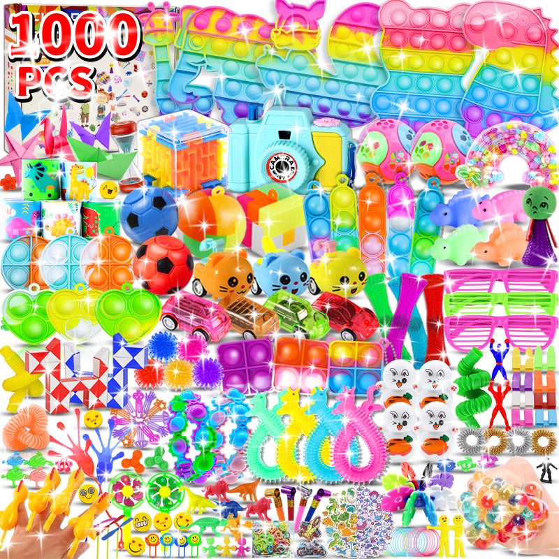 BicMan 1000pcs Party Favors for Kids  Fidget Toys Pack  Stocking Pinata Stuffers  Birthday Toys  Prize Box  Treasure Box  Goodie Bag Stuffers Carnival Prizes - Image 1